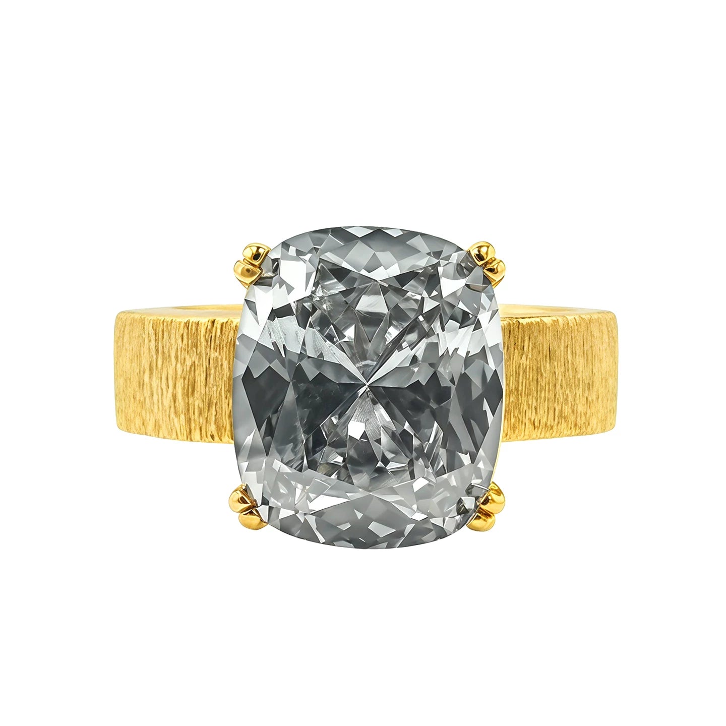 8ct Cushion-Cut Brushed Statement Ring