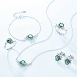 Round Shape Leaves Design Green Moss Agate Necklace