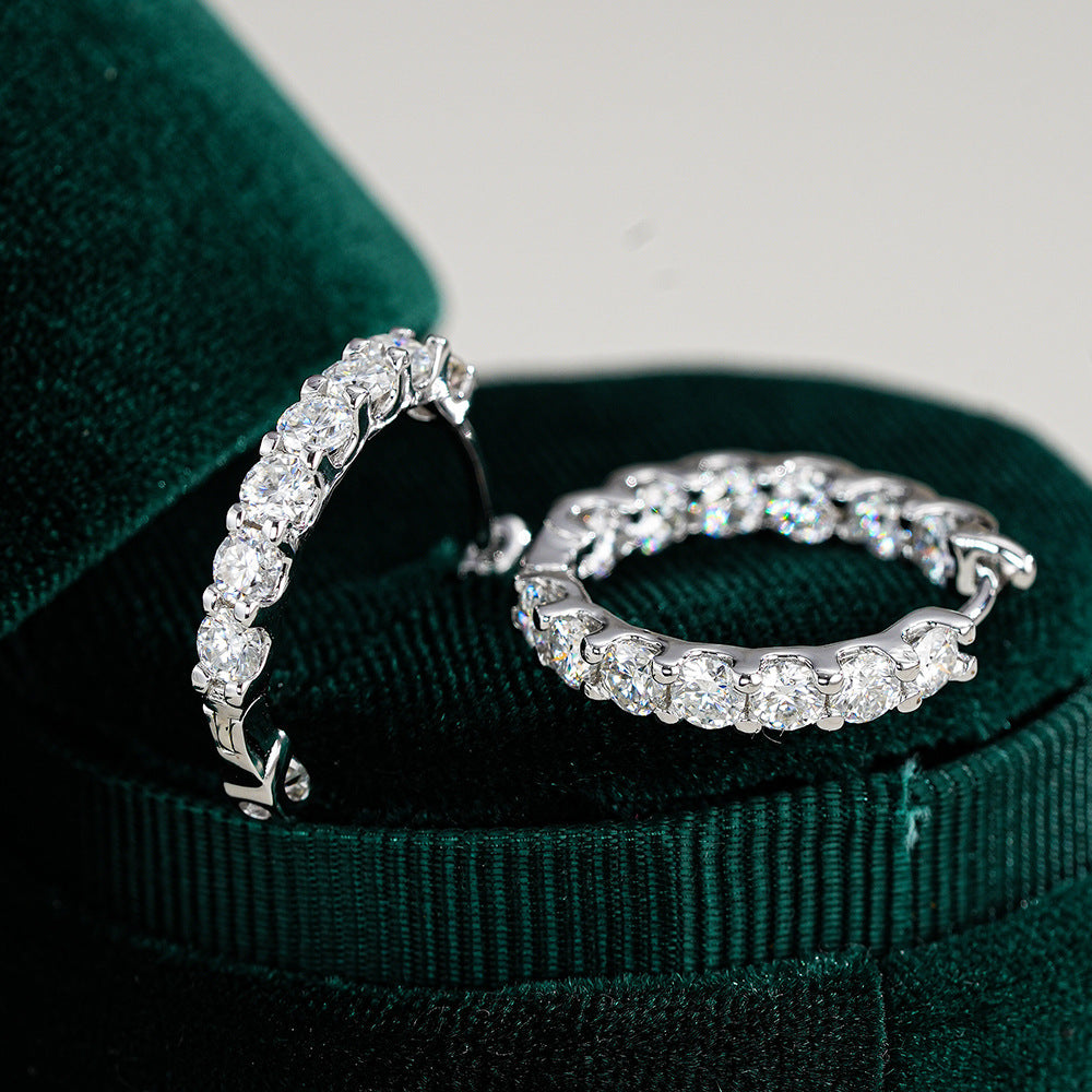 Moissanite Sterling Silver Hoops Earrings
