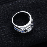 Men's Moissanite Round Cut Sterling Silver Engagement Ring