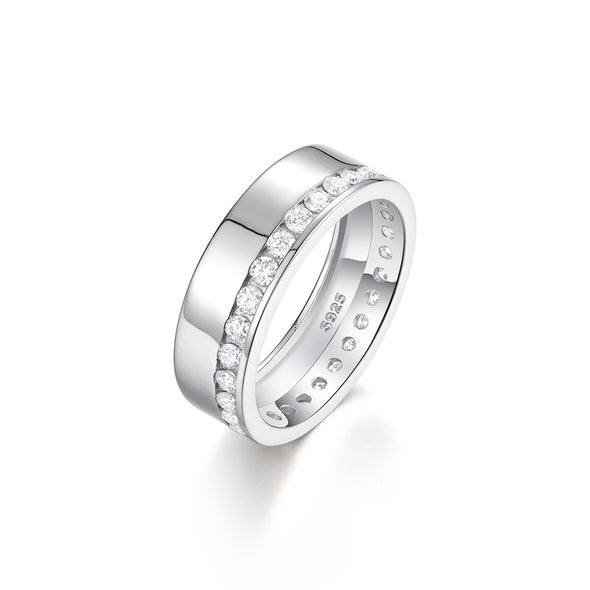 Men and Women's Moissanite Eternity Wedding Band with Channel Setting