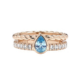 Pear Cut Blue Stone Engagement Ring in Sterling Silver