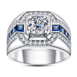 Men's Moissanite Round Cut Sterling Silver Engagement Ring