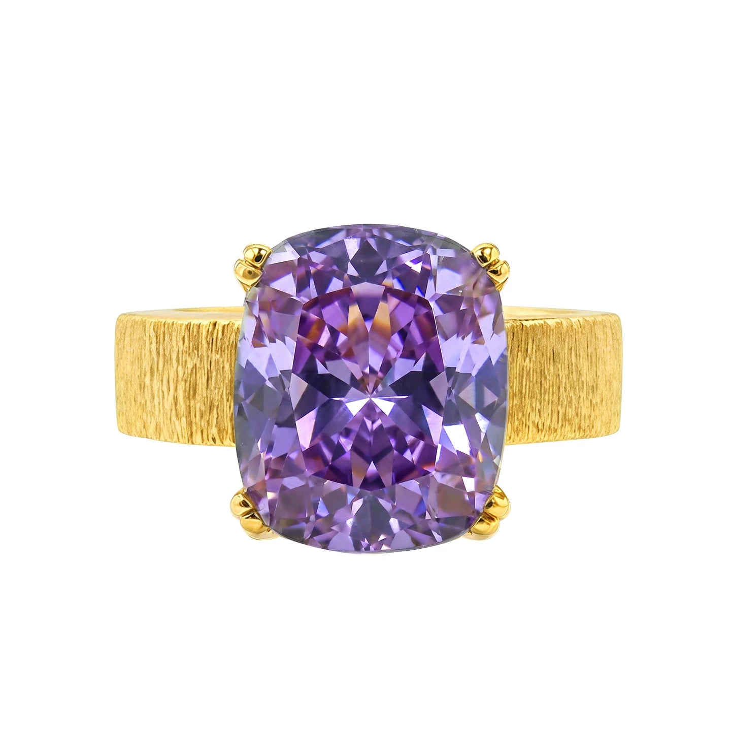 8ct Cushion-Cut Brushed Statement Ring