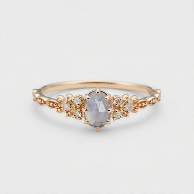 Vintage Natural Cordierite 14K Gold Plated Ring