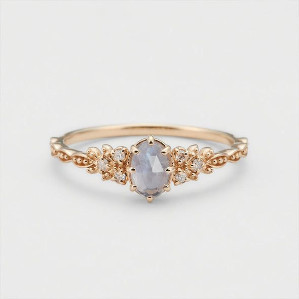 Vintage Natural Cordierite 14K Gold Plated Ring