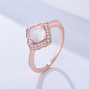 Natural Rose Quartz 925 Sterling Silver Ring
