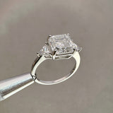 5Ct Asscher Cut Moissanite Engagement Ring in Sterling Silver