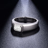 1.0CT Emerald Cut Moissanite Silver Men's Ring Band