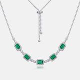 Luxury Emerald Green White Gold Plated Necklace