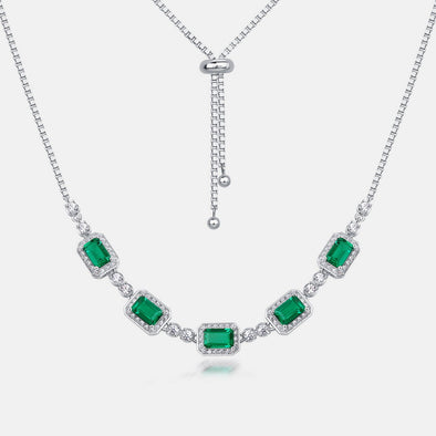 Luxury Emerald Green White Gold Plated Necklace