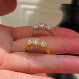 Vintage Moissanite Three Stone Engagement Ring in Sterling Silver