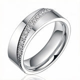Classic Pure Titanium Couple Ring with Geometric Design