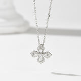 Clover Flower Design Necklace in Sterling Silver