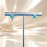 Flower Design Paraiba Color Star Stud Earrings in Sterling Silver