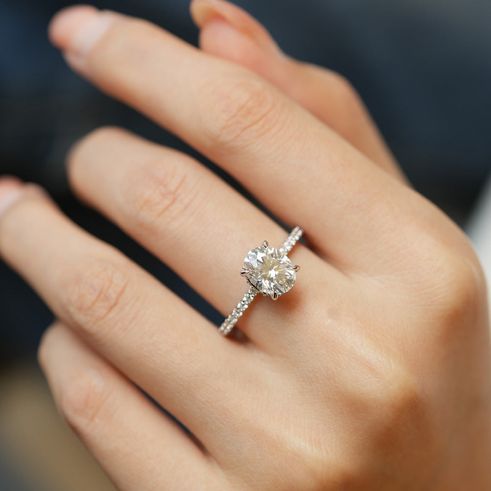 Classic Oval Moissanite Solitaire Engagement Ring in 925 Sterling Silver