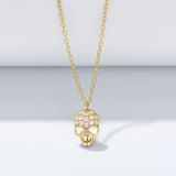 Halloween Skull Pendant Necklace in Sterling Silver