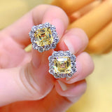 2ct Asscher Cut Stud Earrings in Sterling Silver