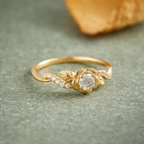 Vintage Flower Design Moissanite Engagement Ring