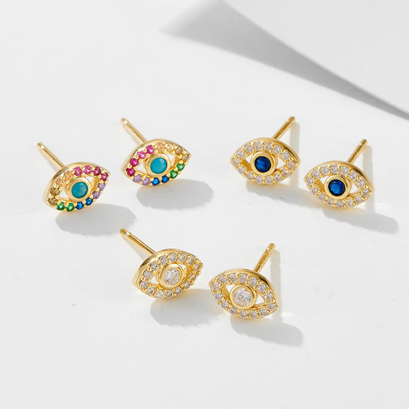 Evil Eye Sterling Silver Stud Earrings