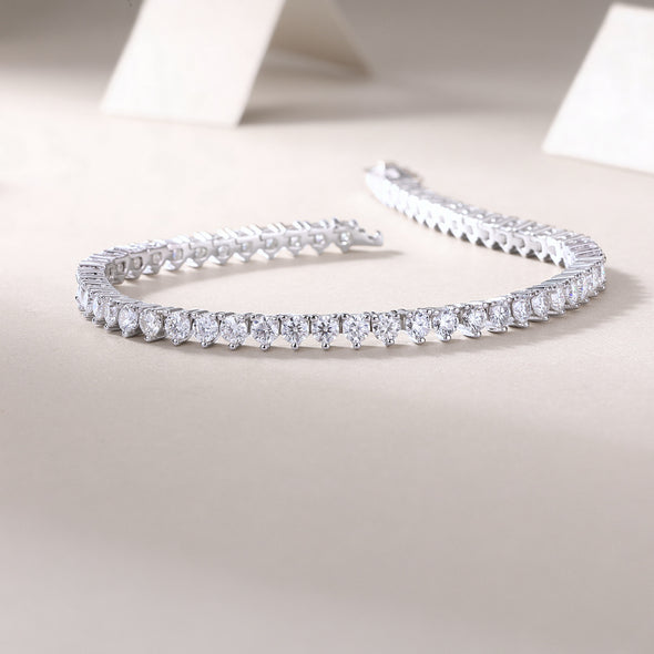 Unique Design Round Cut Moissanite Sterling Silver Tennis Bracelet