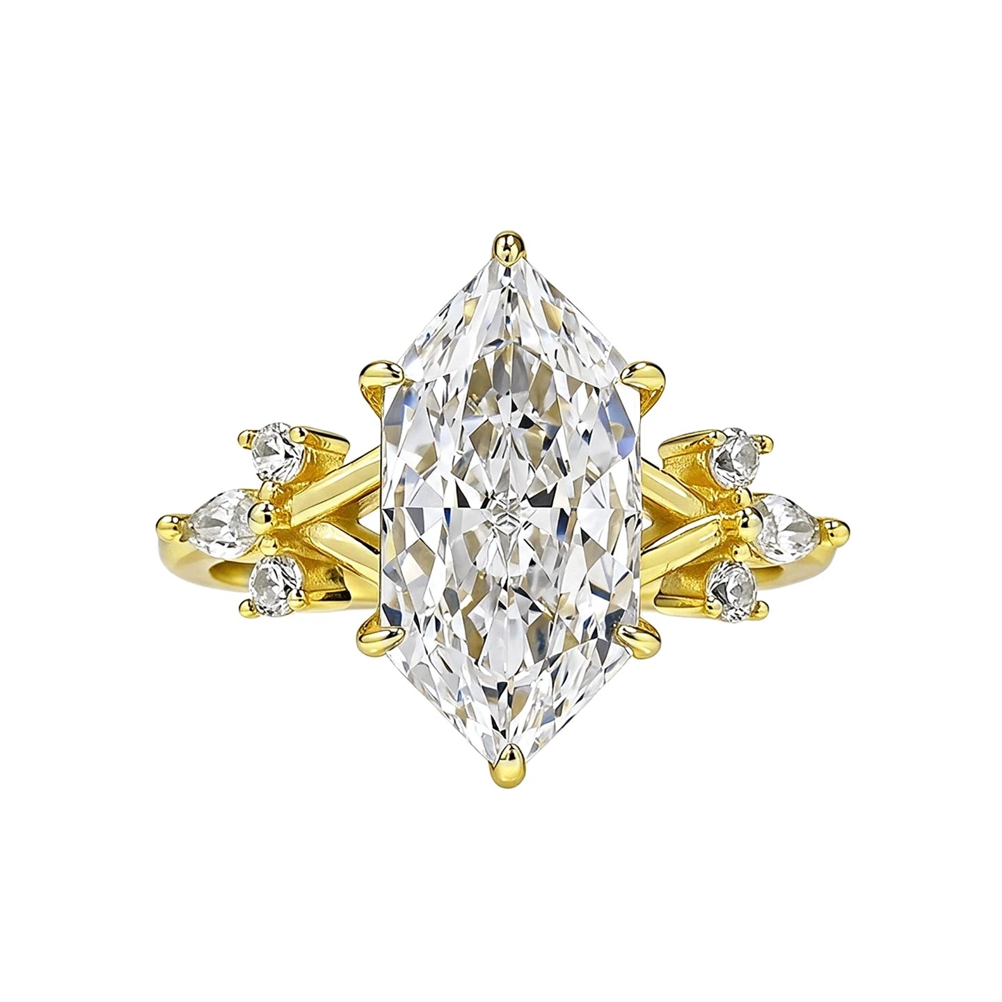 Vintage Marquise Cut Moissanite Engagement Ring in Sterling Silver