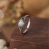 Vintage Hallow Heart Design Opal Sterling Silver Ring