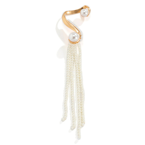 Golden Tone Pearl Fringe Earrings Fits Right Ear