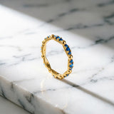 Blue Stone Wedding Band in Sterling Silver