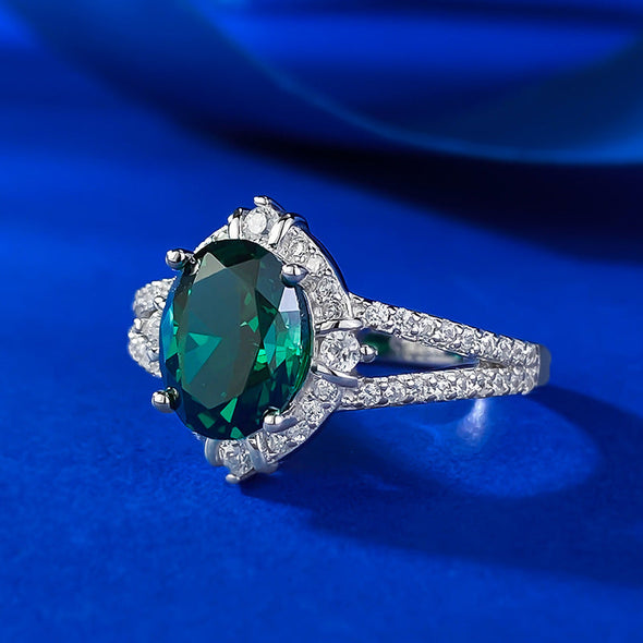 Luxury Oval Cut Paraiba Tourmaline Sterling Silver Engagement Ring