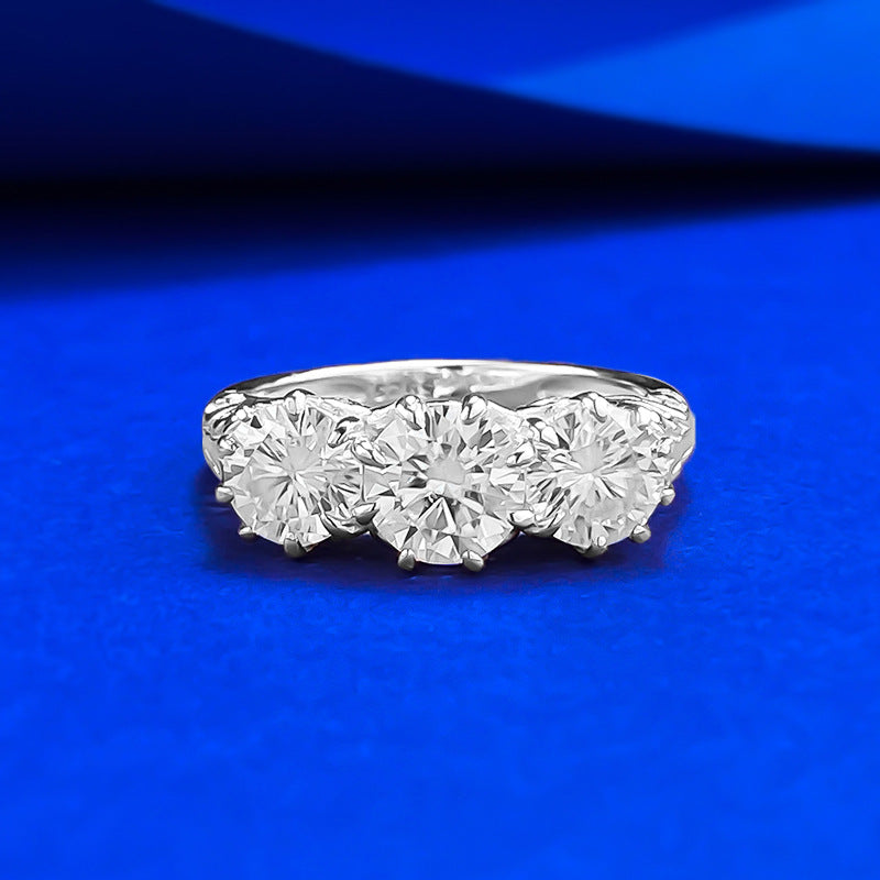 Vintage Engraved D Color Moissanite Sterling Silver Engagement Ring