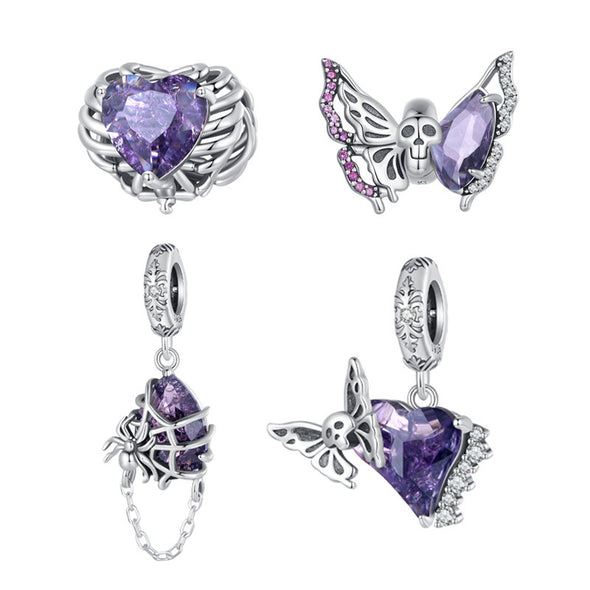 Halloween Purple Butterfly Sterling Silver DIY Charms