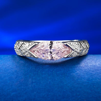 Stunning Marquise Cut Sterling Silver Wedding Band