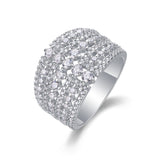 Luxury Moissanite 18K White Gold Plated Sterling Silver Band