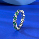 Emerlad Green Eternity Sterling Silver Wedding Band
