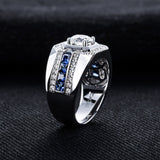 Men's Moissanite Round Cut Sterling Silver Engagement Ring