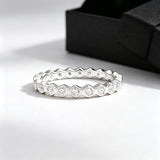 Three-Tone Hexagon Eternity Band in Sterling Silver