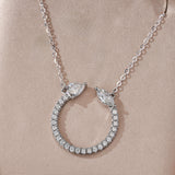 Moissanite Horseshoe Pavé Necklace in Sterling Silver