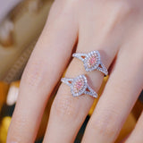 Luxury Marquise Double Halo Sterling Silver Ring