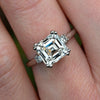 Classic Three Stone Asscher Cut Sterling Silver Engagement Ring