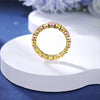 Yellow and Pink Gemstone Sterling Silver Eternity Wedding Band in Golden Tone