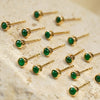 Vintage mini Golden Tone Green Stud Earrings in Sterling Silver