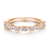 Flower Design Half Eternity Wedding Band in Sterling Silver