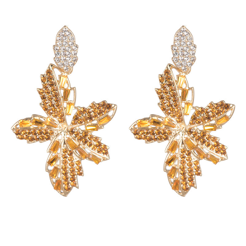 Maple Leaf Design Drop Earrings