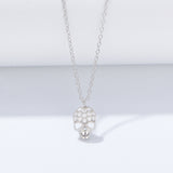Halloween Skull Pendant Necklace in Sterling Silver