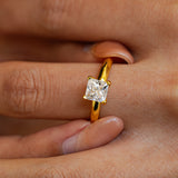 Simple 1.0ct Princess Cut Moissanite Ring