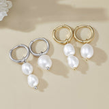 Natural Freshwater Baroque Pearl Asymmetrical Drop Earrings in Sterling Silver
