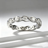 Full Paved Wrap Band Ring in Sterling Silver