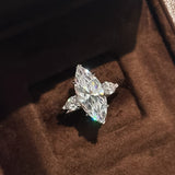 Marquise Cut Two Tone Sterling Silver Engagement Ring