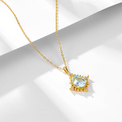 Luxury Pear Shape Topaz Pendant Neckalce